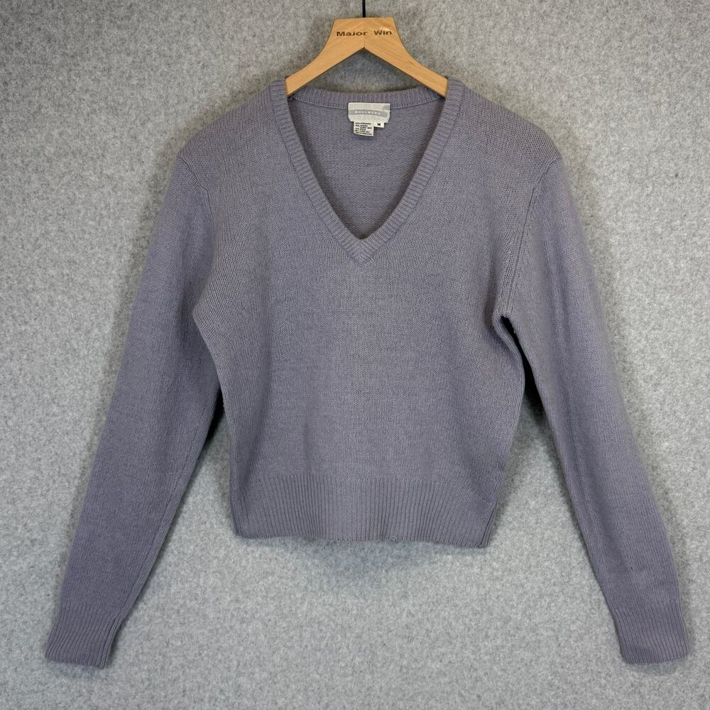 Vintage Bullock's Womens Lavender M Lambswool Angora V-Neck Pullover Sweater 80s